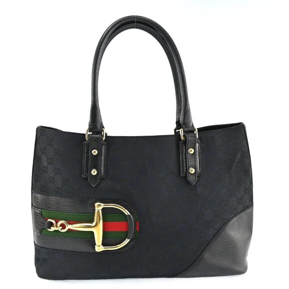 Authentic Gucci GG Canvas Sherry Line Horse Bit Shoulder Bag bsj746-112925